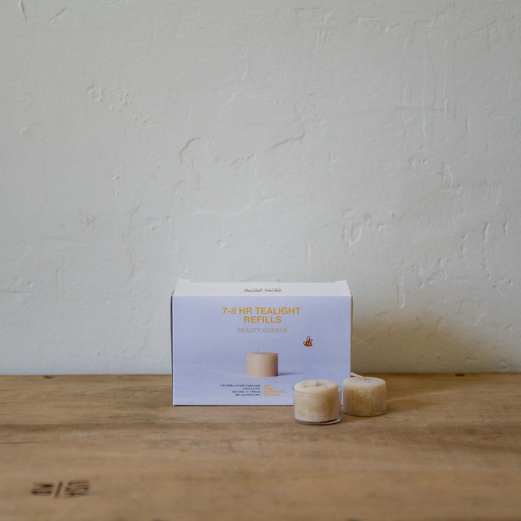 Queen B Tealights 7-8 Hours Refills Box of 24 | Queen B | Miss Arthur | Home Goods | Tasmania