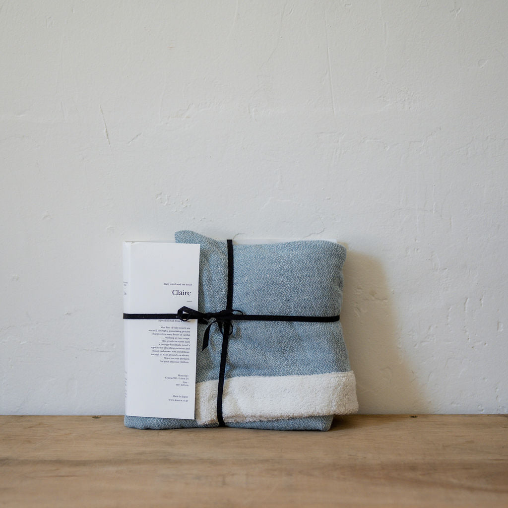 Claire Blue Hooded Baby Towel | Kontex | Miss Arthur | Home Goods | Tasmania