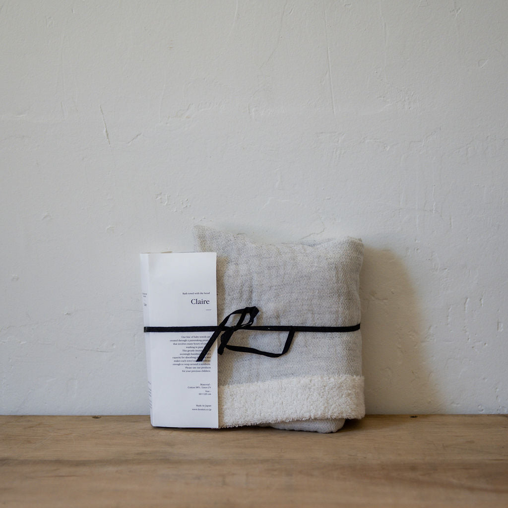 Claire Silver Hooded Baby Towel | Kontex | Miss Arthur | Home Goods | Tasmania