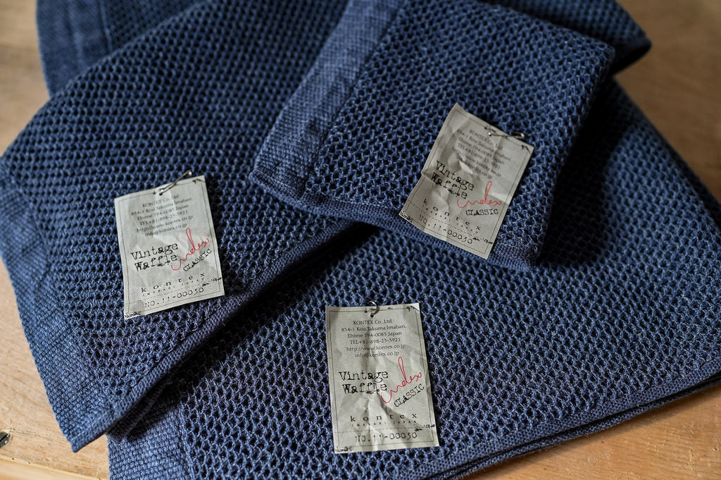 Kontex Vintage Waffle Bath Sheet Navy | Kontex | Miss Arthur | Home Goods | Tasmania