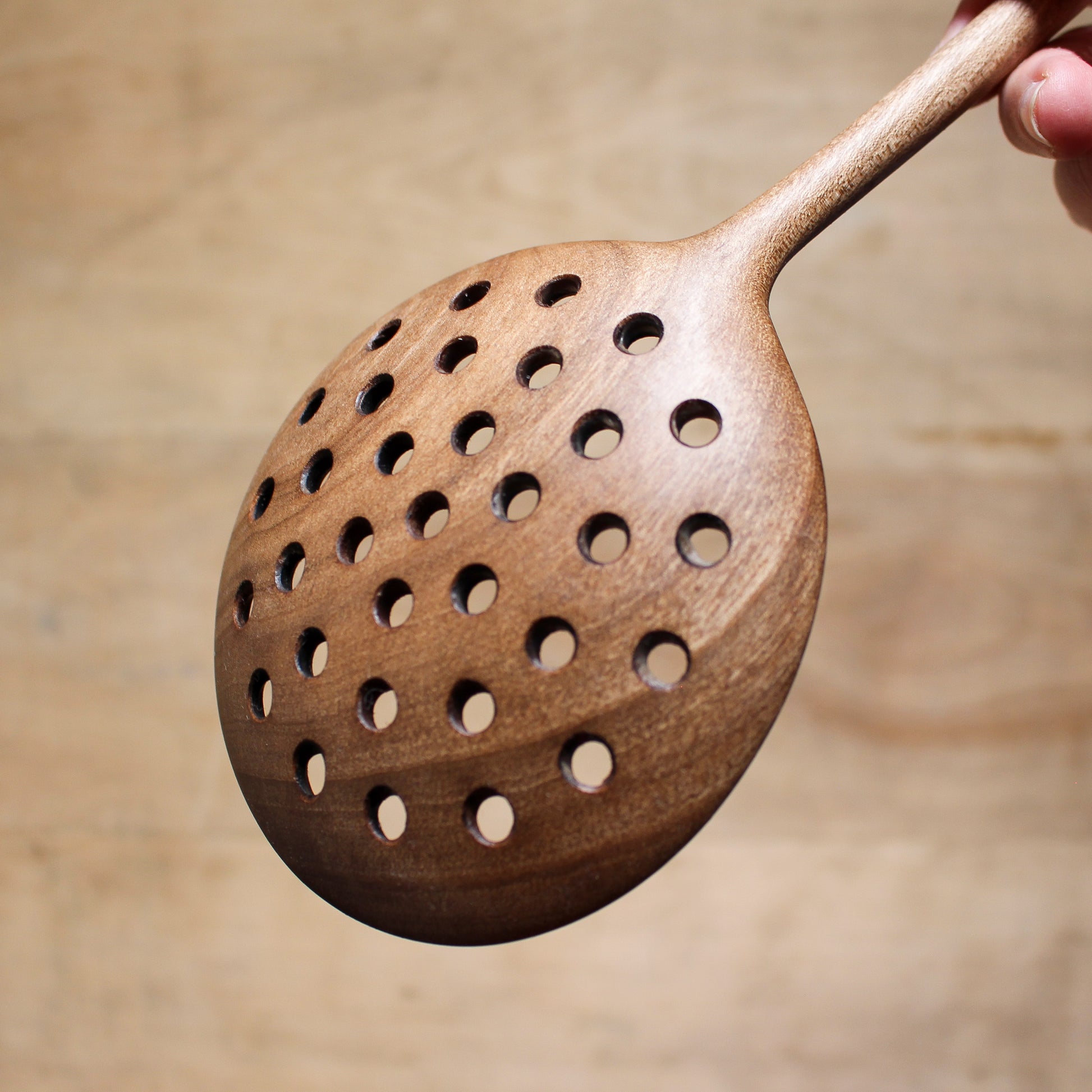 Hand Carved Wooden Strainer Walnut | Marini | Miss Arthur | Home Goods | Tasmania