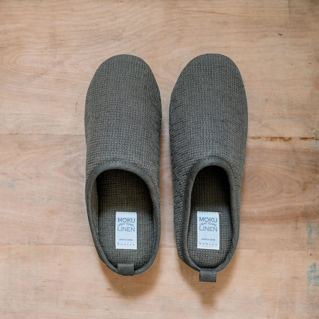 Kontex Moku Light Linen Slippers Khaki Large | Kontex | Miss Arthur | Home Goods | Tasmania