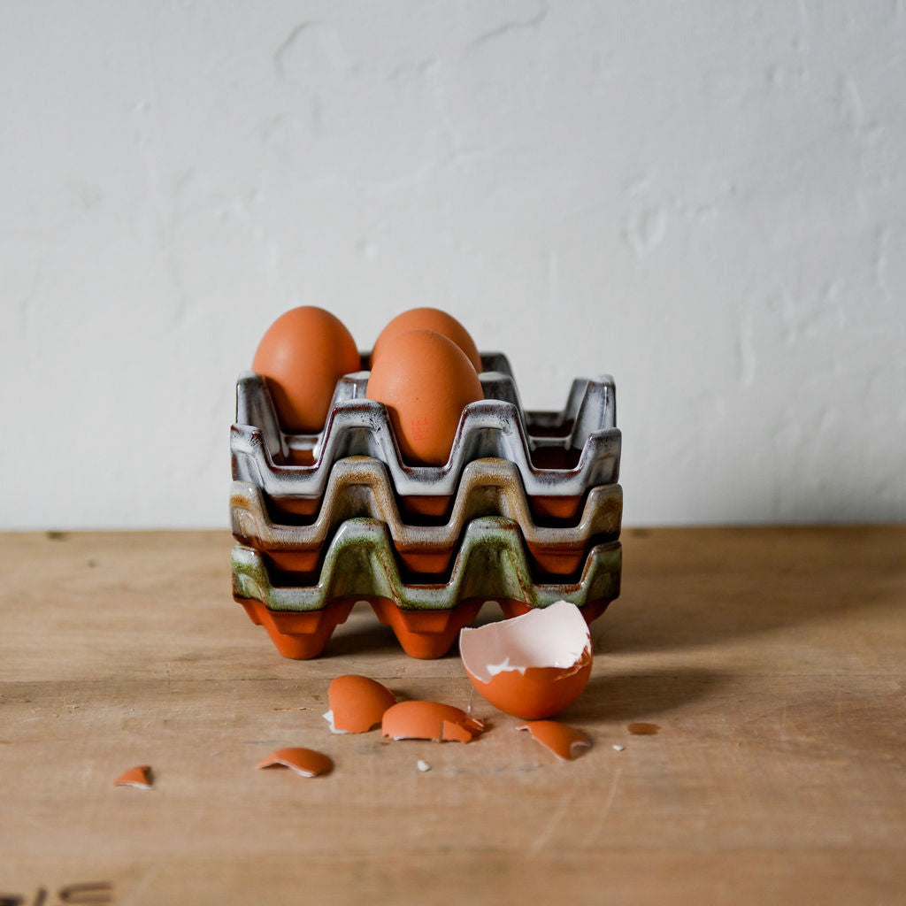 Weston Mill Pottery Egg Rack (6) Mushroom Glaze | Weston Mill Pottery | Miss Arthur | Home Goods | Tasmania