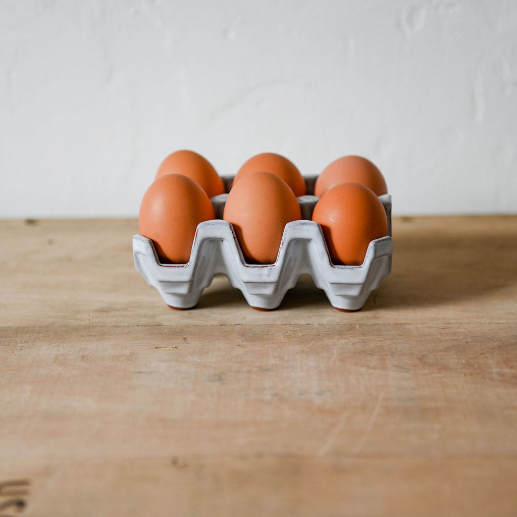 Weston Mill Pottery Egg Rack (6) White Full Glaze | Weston Mill Pottery | Miss Arthur | Home Goods | Tasmania