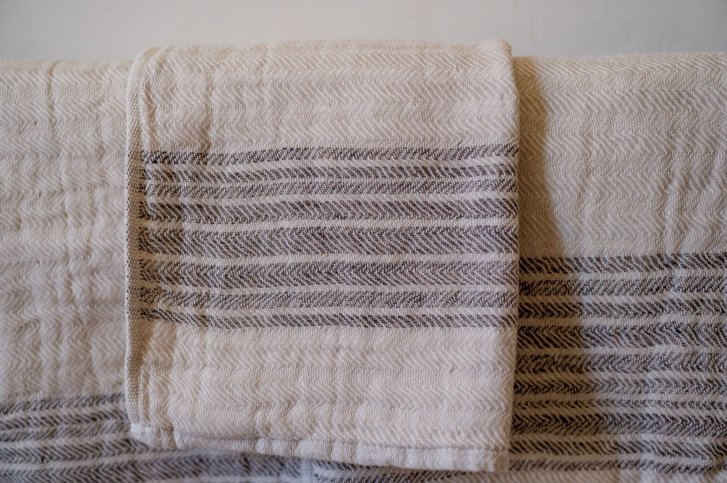 Kontex Flaxline Bath Towel Brown & Beige | Kontex | Miss Arthur | Home Goods | Tasmania