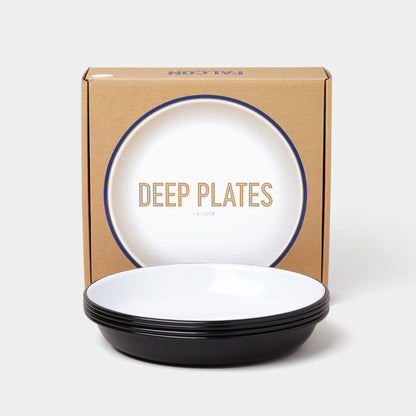 Falcon Enamelware Enamel Deep Plates Box of 4 Coal Black | Falcon Enamelware | Miss Arthur | Home Goods | Tasmania