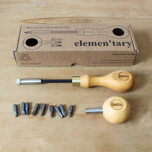 No.3 Screwdriver Sets (Both Handle + 9 Bits) | elemen'tary | Miss Arthur | Home Goods | Tasmania