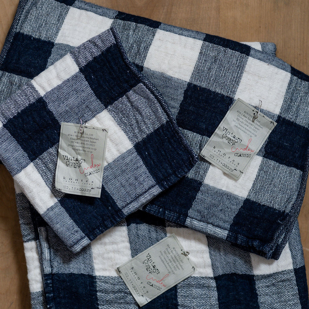 Kontex Vintage Check Wash Cloth Navy | Kontex | Miss Arthur | Home Goods | Tasmania