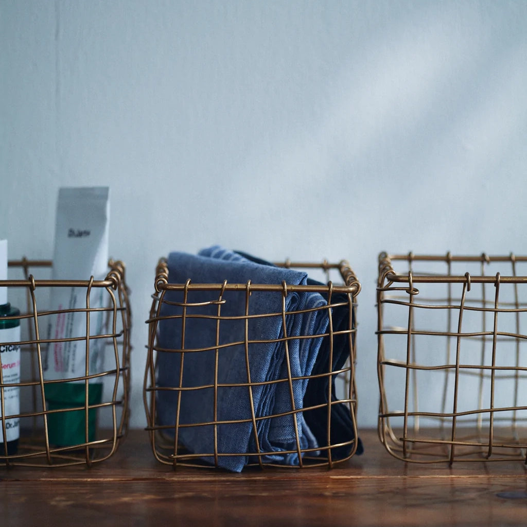 Fog Linen Work Brass Basket Square | Fog Linen Work | Miss Arthur | Home Goods | Tasmania
