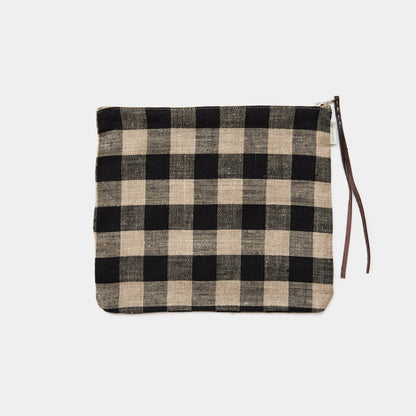Fog Linen Work Canna Pouch Large Black Natural Check | Fog Linen Work | Miss Arthur | Home Goods | Tasmania