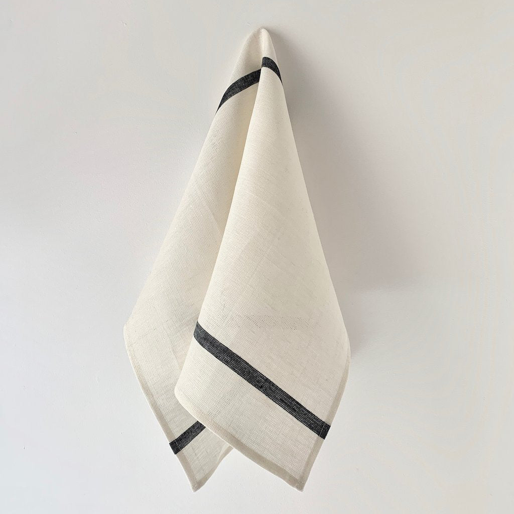Fog Linen Work Linen Lined Kitchen Cloth White Navy | Fog Linen Work | Miss Arthur | Home Goods | Tasmania