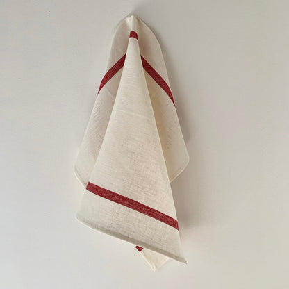 Fog Linen Work Linen Lined Kitchen Cloth White Red | Fog Linen Work | Miss Arthur | Home Goods | Tasmania
