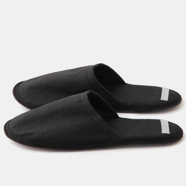 Fog Linen Work Linen Slippers Graphite Medium | Fog Linen Work | Miss Arthur | Home Goods | Tasmania