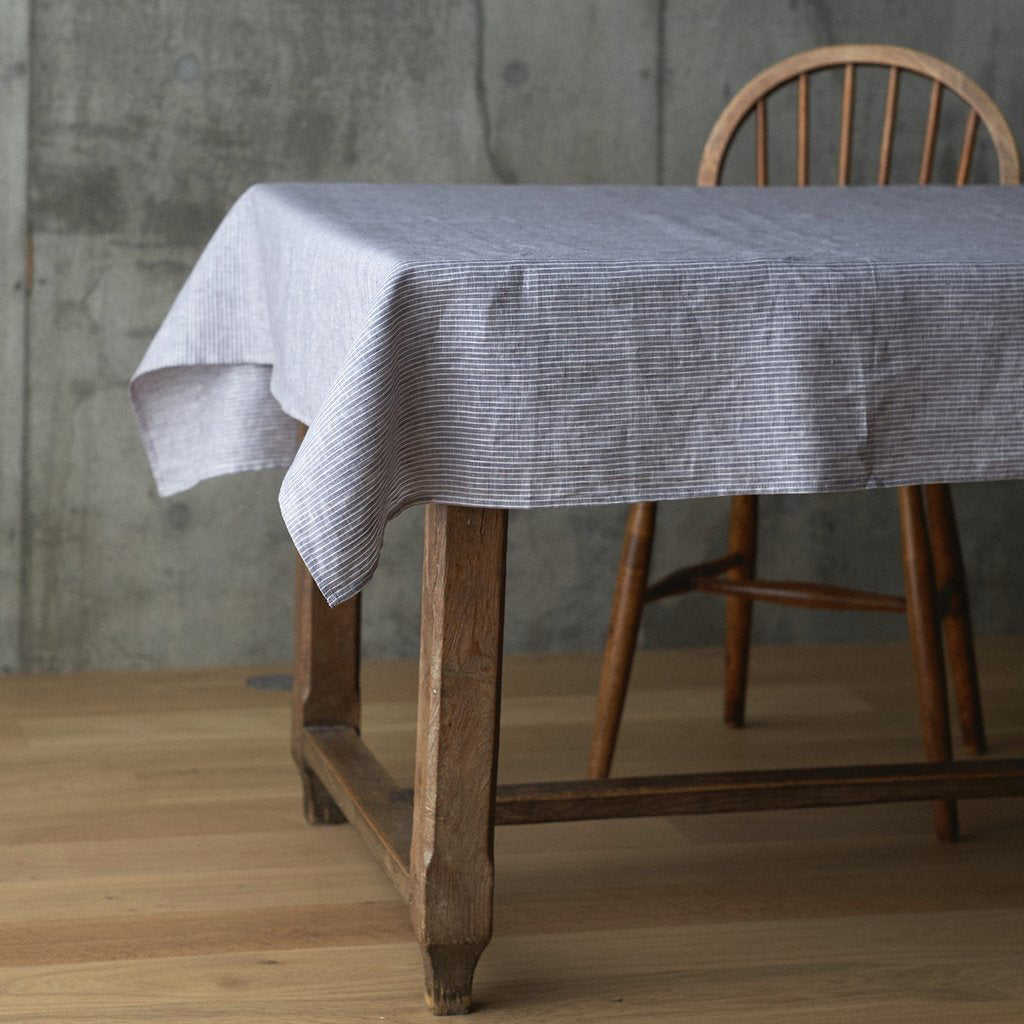 Linen Tablecloth Large Grey White Stripe | Fog Linen Work | Miss Arthur | Home Goods | Tasmania