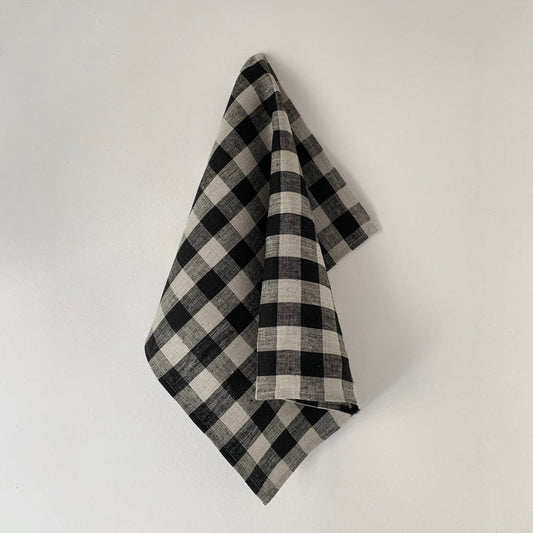 Thick Linen Cloth Black Natural Check | Fog Linen Work | Miss Arthur | Home Goods | Tasmania