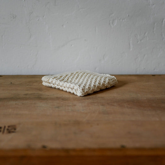 Hand Knitted Cotton Face Washer White | Miss Arthur | Miss Arthur | Home Goods | Tasmania