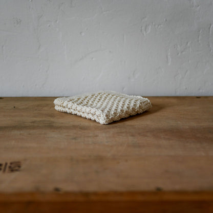 Hand Knitted Cotton Face Washer White | Miss Arthur | Miss Arthur | Home Goods | Tasmania