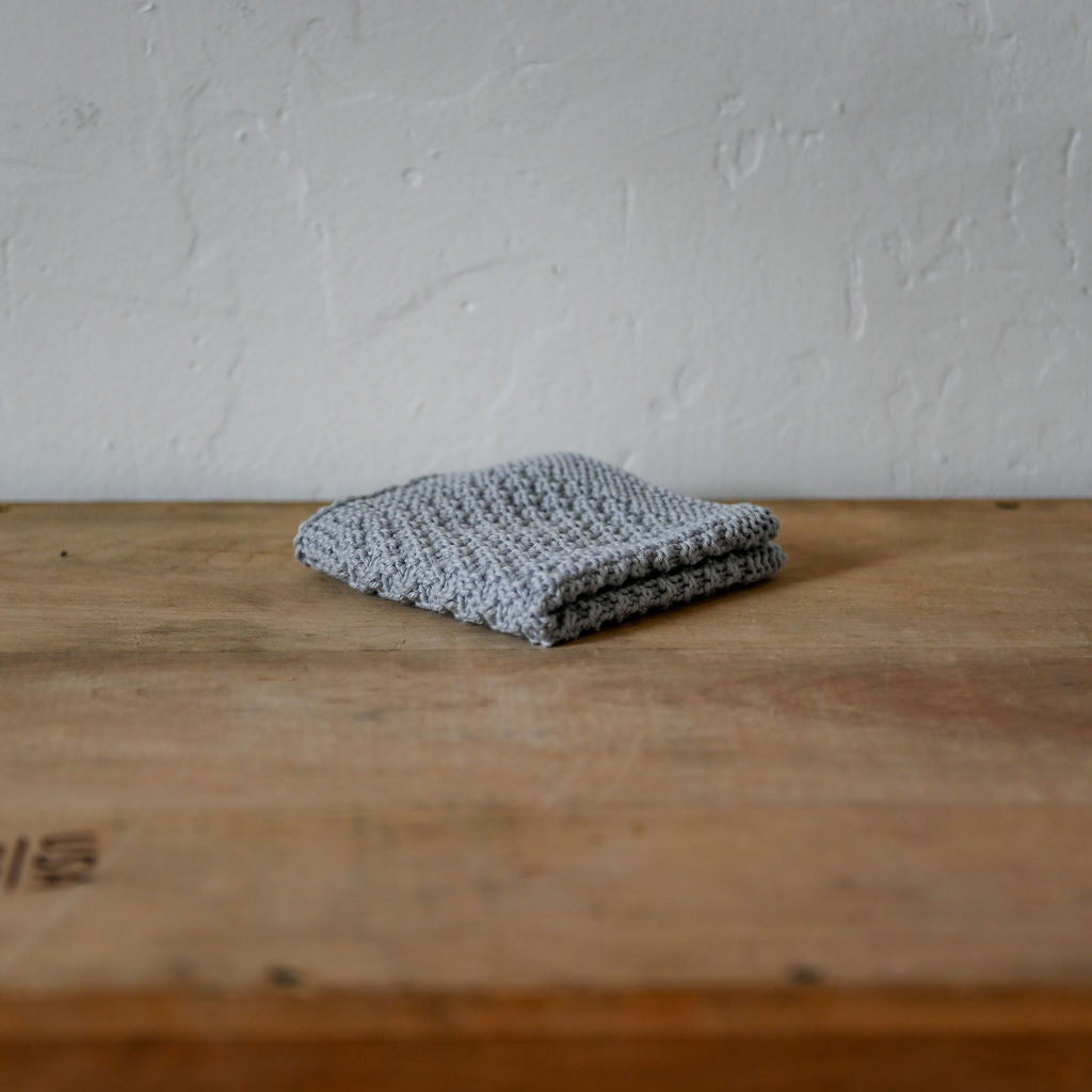 Hand Knitted Cotton Face Washer Grey | Miss Arthur | Miss Arthur | Home Goods | Tasmania