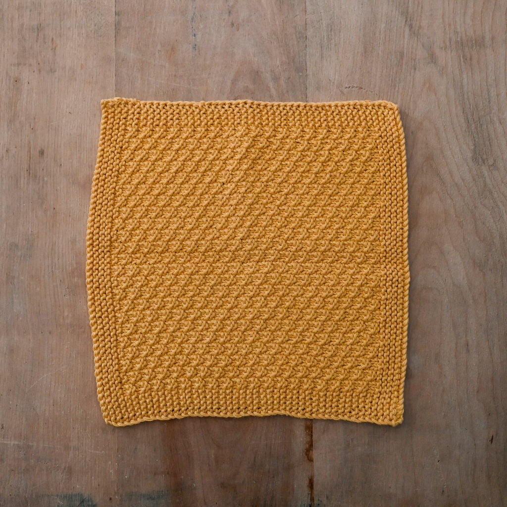 Hand Knitted Cotton Face Washer Mustard | Miss Arthur | Miss Arthur | Home Goods | Tasmania