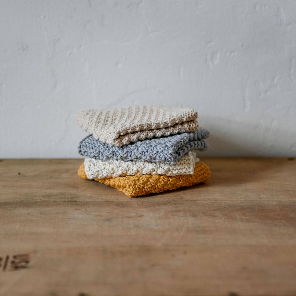 Hand Knitted Cotton Face Washer Grey | Miss Arthur | Miss Arthur | Home Goods | Tasmania