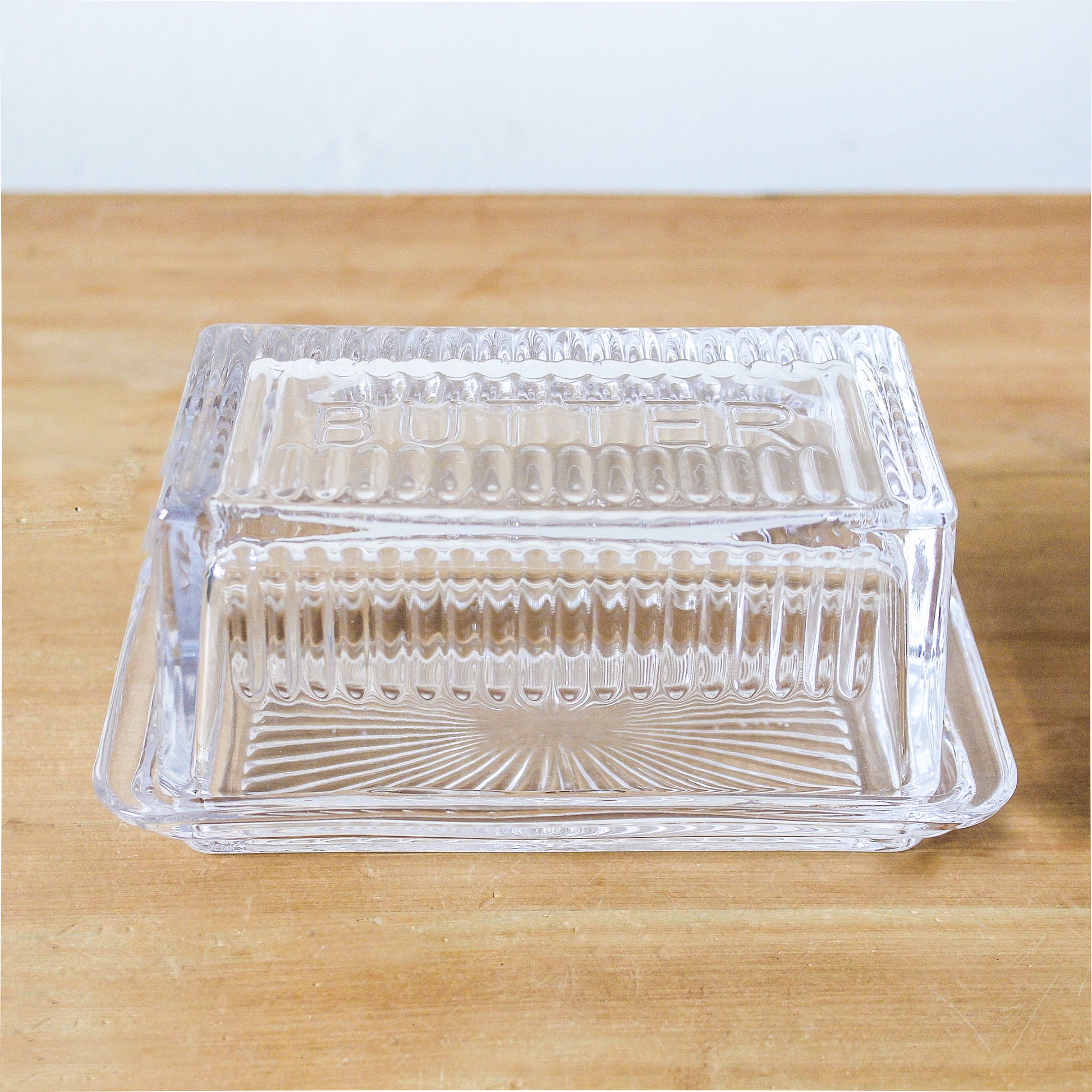 glass butter dish container transparent kitchenware