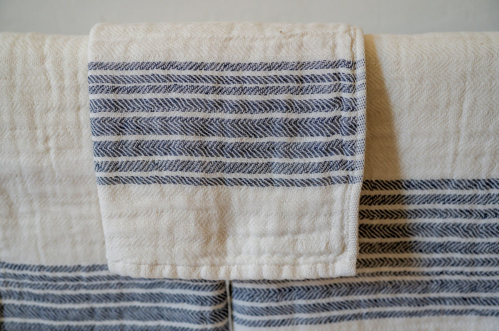 Kontex Flaxline Wash Cloth  Navy & Ivory | Kontex | Miss Arthur | Home Goods | Tasmania