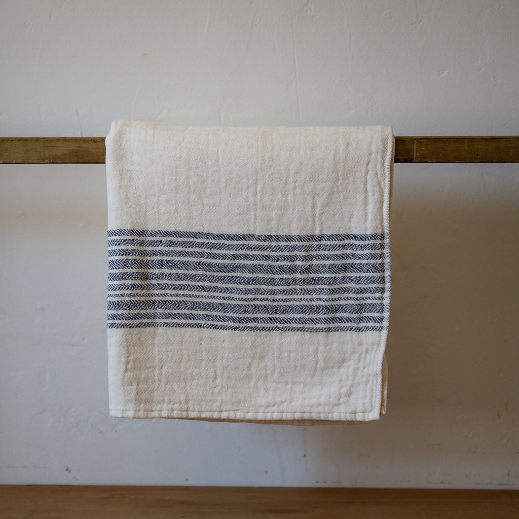 Kontex Flaxline Bath Towel Navy & Ivory | Kontex | Miss Arthur | Home Goods | Tasmania