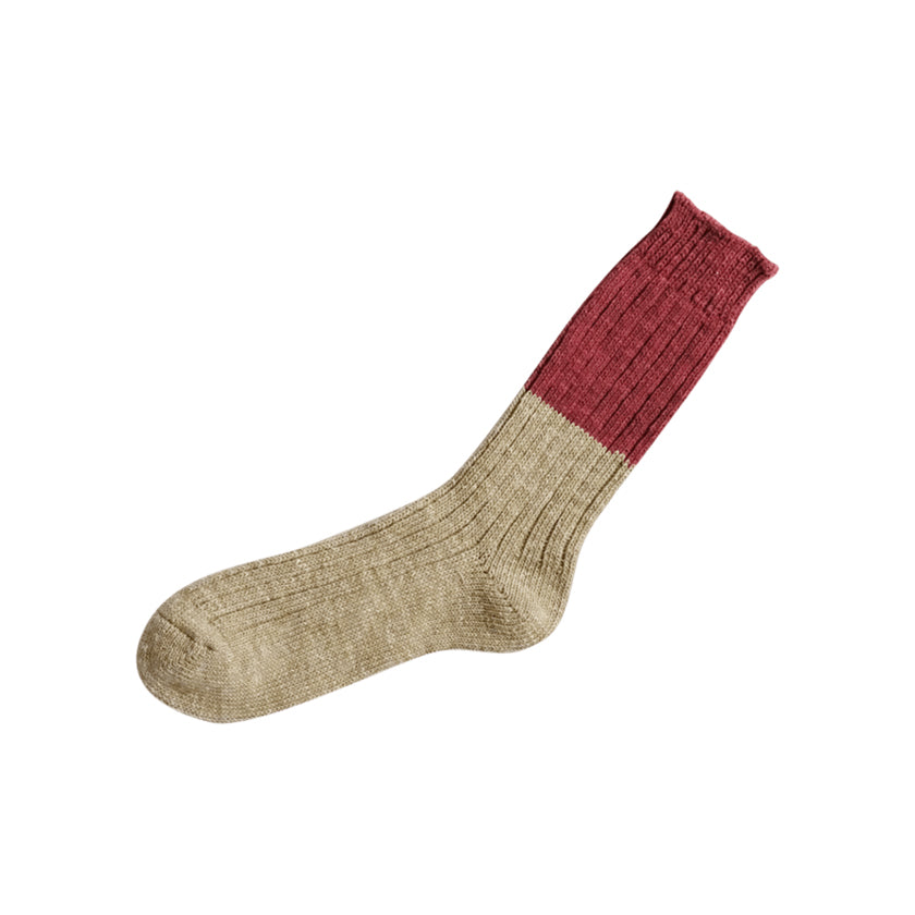Nishiguchi Kutsushita Boston Wool Cotton Slab Sock Red Large | Nishiguchi Kutsushita | Miss Arthur | Home Goods | Tasmania