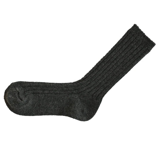 Nishiguchi Kutsushita Praha Cashmere Ribbed Sock Charcoal Medium | Nishiguchi Kutsushita | Miss Arthur | Home Goods | Tasmania