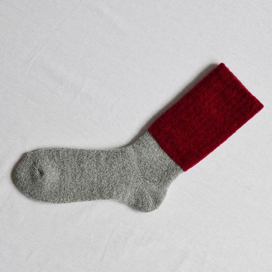 Nishiguchi Kutsushita Oslo Mohair Wool Pile Sock Red Grey Small | Nishiguchi Kutsushita | Miss Arthur | Home Goods | Tasmania