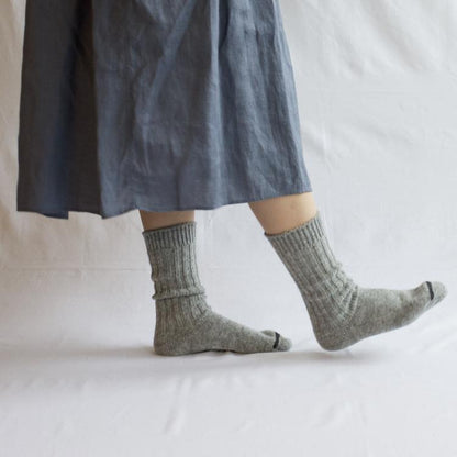 Nishiguchi Kutsushita Praha Wool Ribbed Socks Light Grey Small | Nishiguchi Kutsushita | Miss Arthur | Home Goods | Tasmania