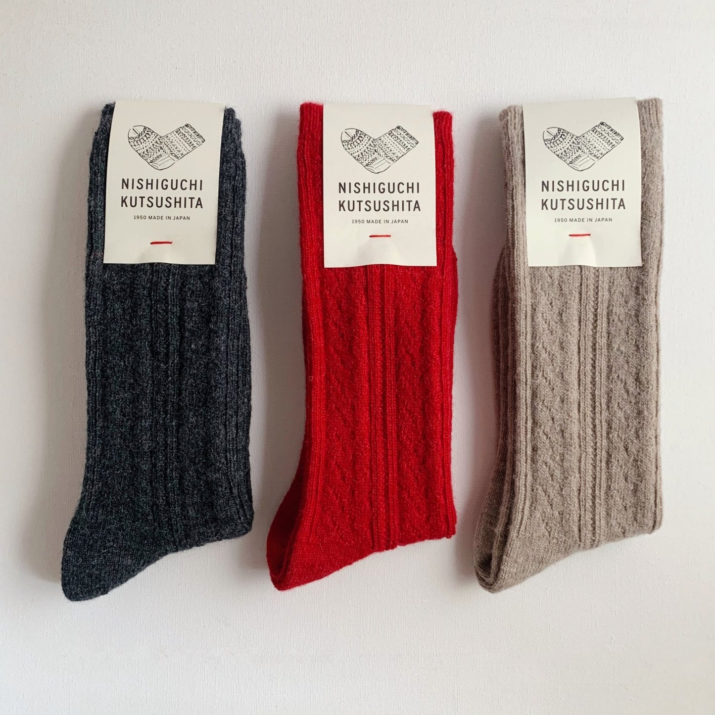 Nishiguchi Kutsushita Praha Alpaca Wool Cable Sock Charcoal Small | Nishiguchi Kutsushita | Miss Arthur | Home Goods | Tasmania