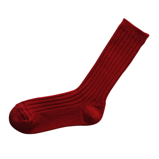 Nishiguchi Kutsushita Praha Cashmere Ribbed Sock Sunset Red Medium | Nishiguchi Kutsushita | Miss Arthur | Home Goods | Tasmania