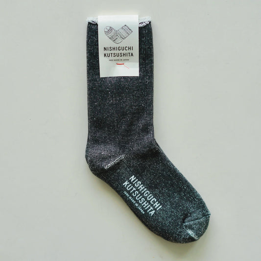 Nishiguchi Kutsushita Praha Silk Cotton Socks Charcoal Medium | Nishiguchi Kutsushita | Miss Arthur | Home Goods | Tasmania