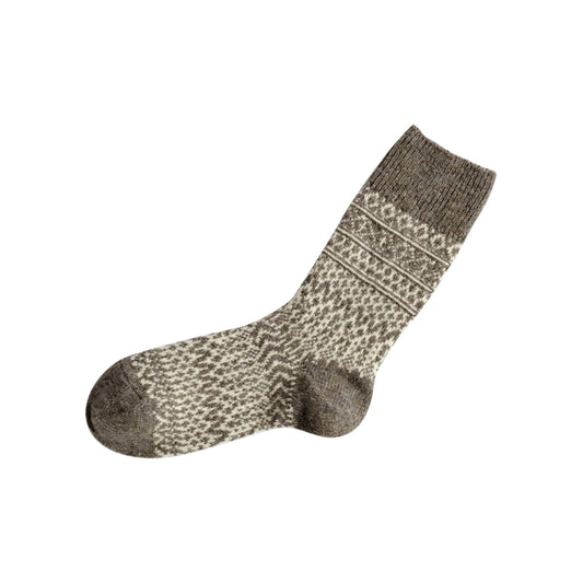 Nishiguchi Kutsushita Oslo Wool Jacquard Sock Grey Vanilla Small | Nishiguchi Kutsushita | Miss Arthur | Home Goods | Tasmania