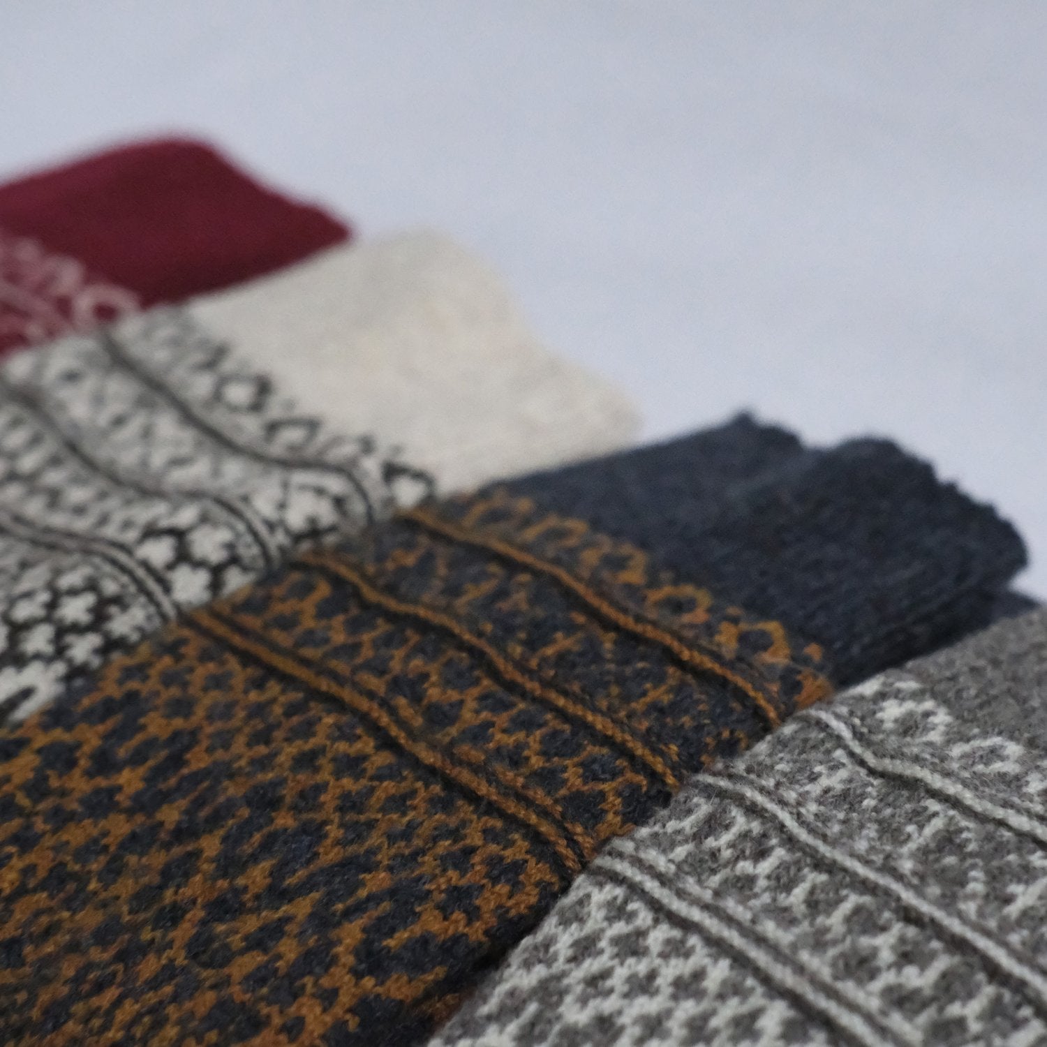 Oslo Wool Jacquard Sock Navy Amber Small | Nishiguchi Kutsushita | Miss Arthur | Home Goods | Tasmania