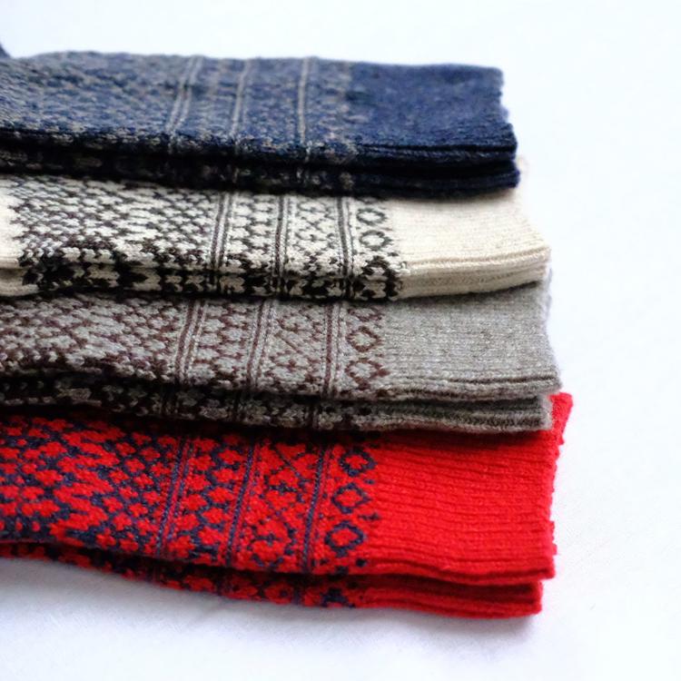 Oslo Wool Jacquard Sock Navy Grey Medium | Nishiguchi Kutsushita | Miss Arthur | Home Goods | Tasmania