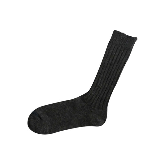 Nishiguchi Kutsushita Praha Wool Ribbed Sock Charcoal Medium | Nishiguchi Kutsushita | Miss Arthur | Home Goods | Tasmania