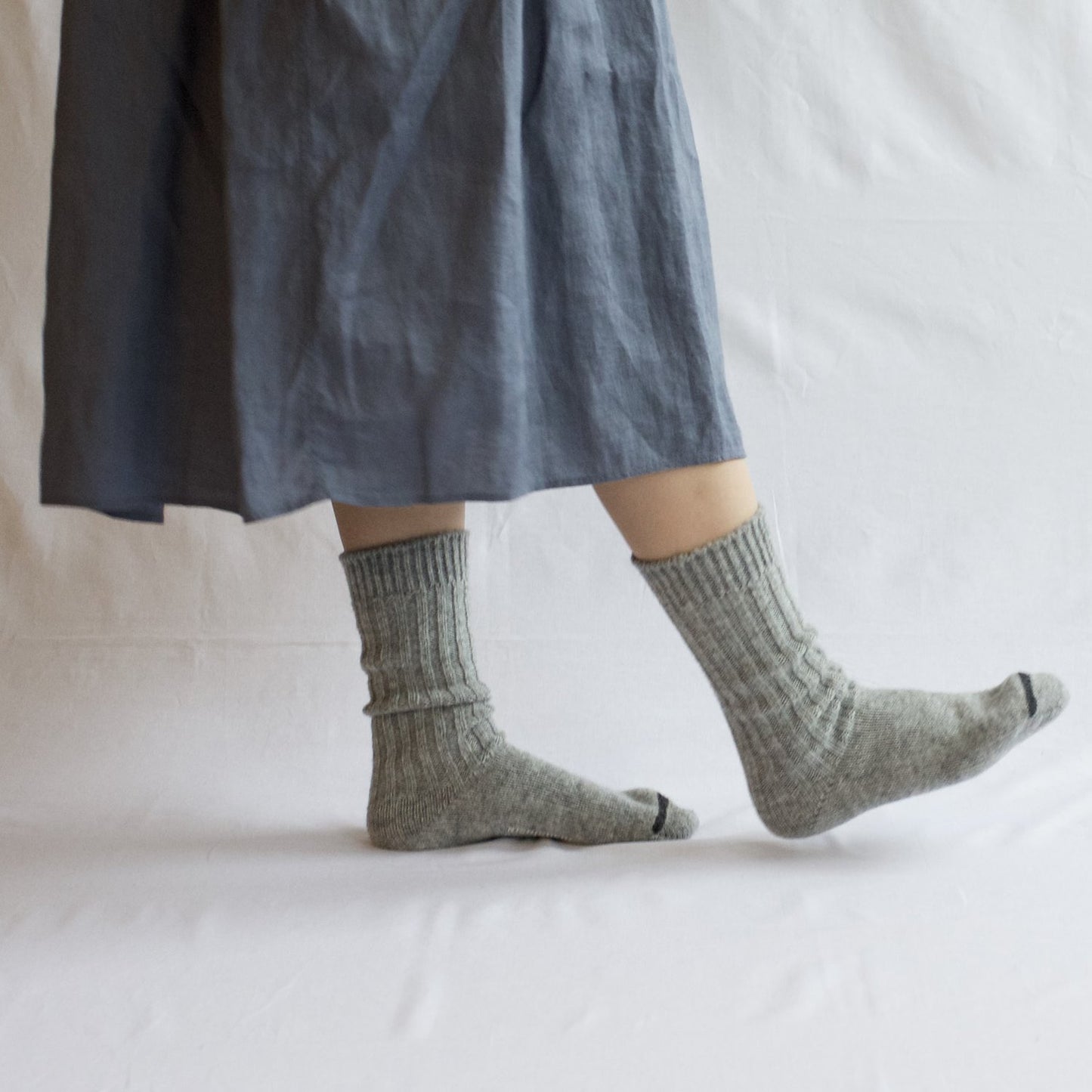 Nishiguchi Kutsushita Praha Wool Ribbed Sock Light Grey Medium | Nishiguchi Kutsushita | Miss Arthur | Home Goods | Tasmania