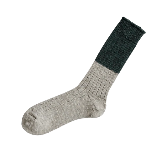 Nishiguchi Kutsushita Boston Wool Cotton Slab Sock Jungle Green Medium | Nishiguchi Kutsushita | Miss Arthur | Home Goods | Tasmania