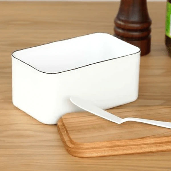 Noda Horo Enamel Butter Dish with Cherrywood Lid Large | Noda Horo | Miss Arthur | Home Goods | Tasmania