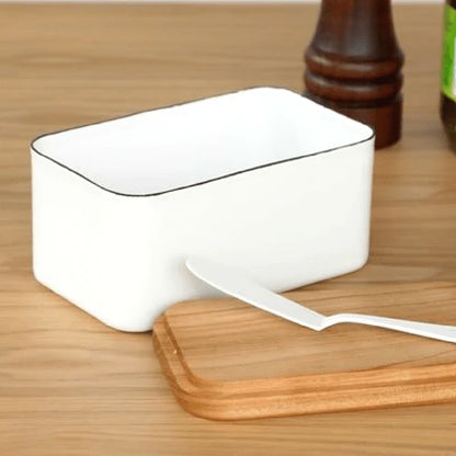 Noda Horo Enamel Butter Dish with Cherrywood Lid Large | Noda Horo | Miss Arthur | Home Goods | Tasmania