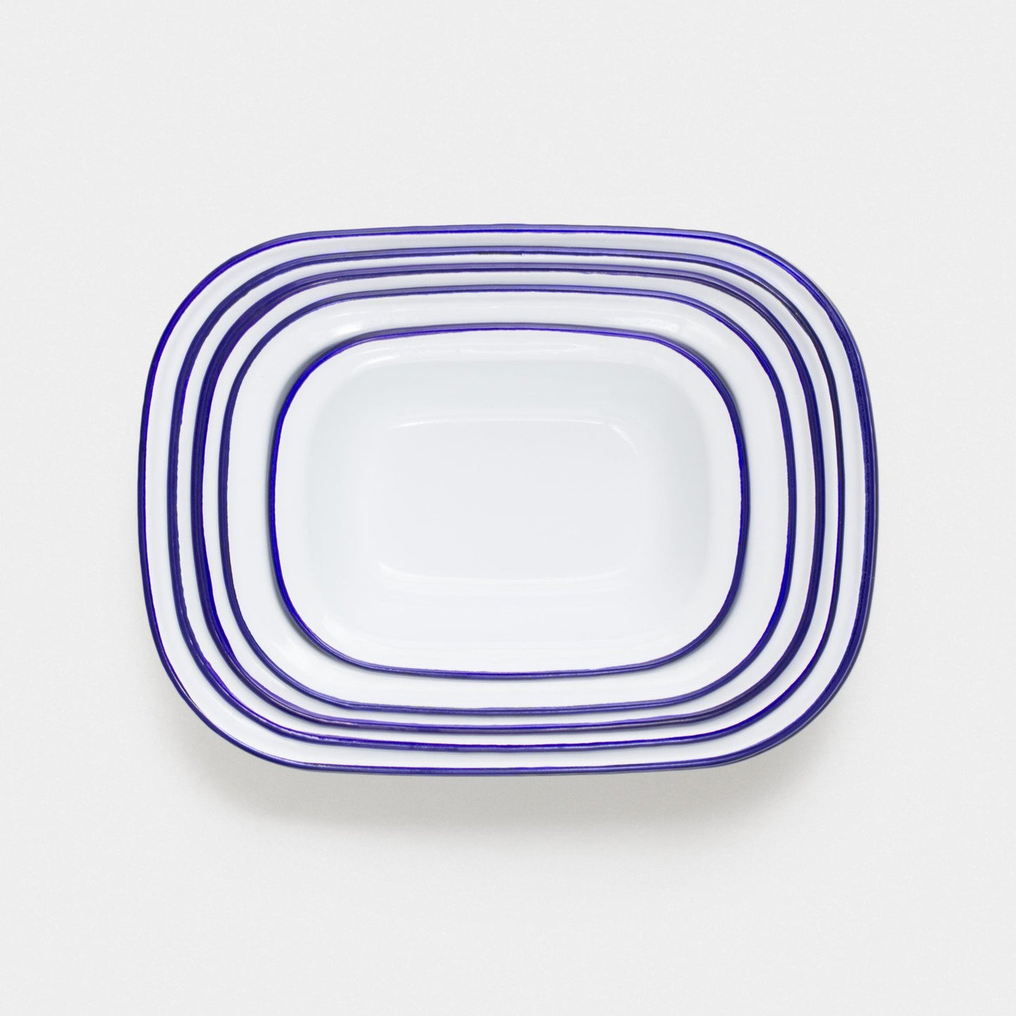 Falcon Enamelware Enamel Pie Set White with Blue Rim | Falcon Enamelware | Miss Arthur | Home Goods | Tasmania
