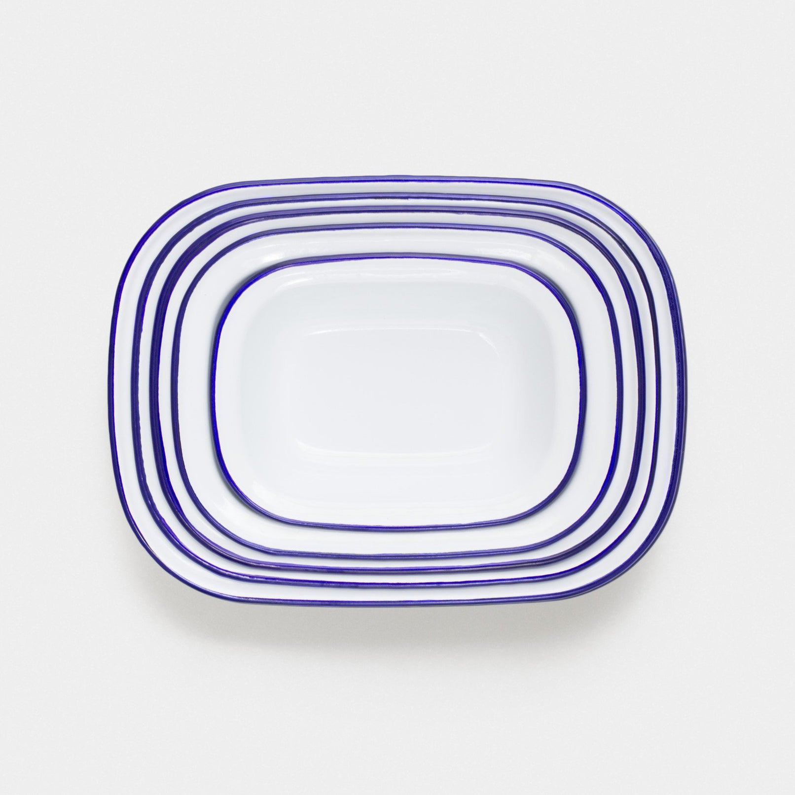 Falcon Enamelware Enamel Pie Set White with Blue Rim | Falcon Enamelware | Miss Arthur | Home Goods | Tasmania