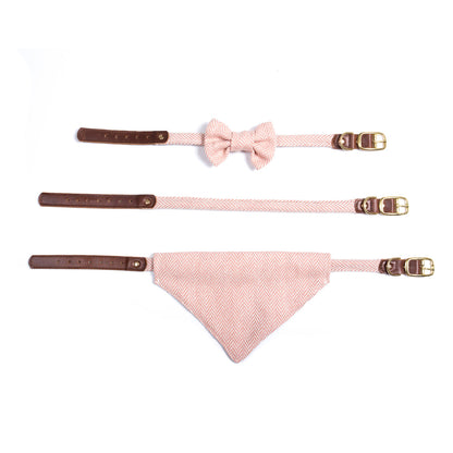 Tweedmill Textiles Rolled Tweed Dog Collar Medium 56cm Herringbone Dusky Pink | Tweedmill Textiles | Miss Arthur | Home Goods | Tasmania