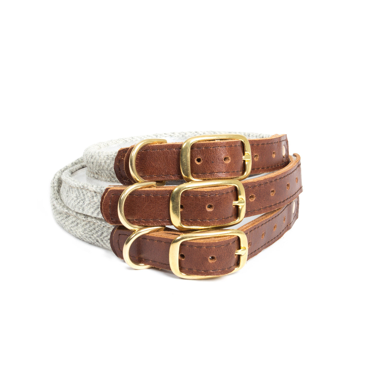 Tweedmill Textiles Rolled Tweed Dog Collar Medium 56cm Herringbone Silver Grey | Tweedmill Textiles | Miss Arthur | Home Goods | Tasmania