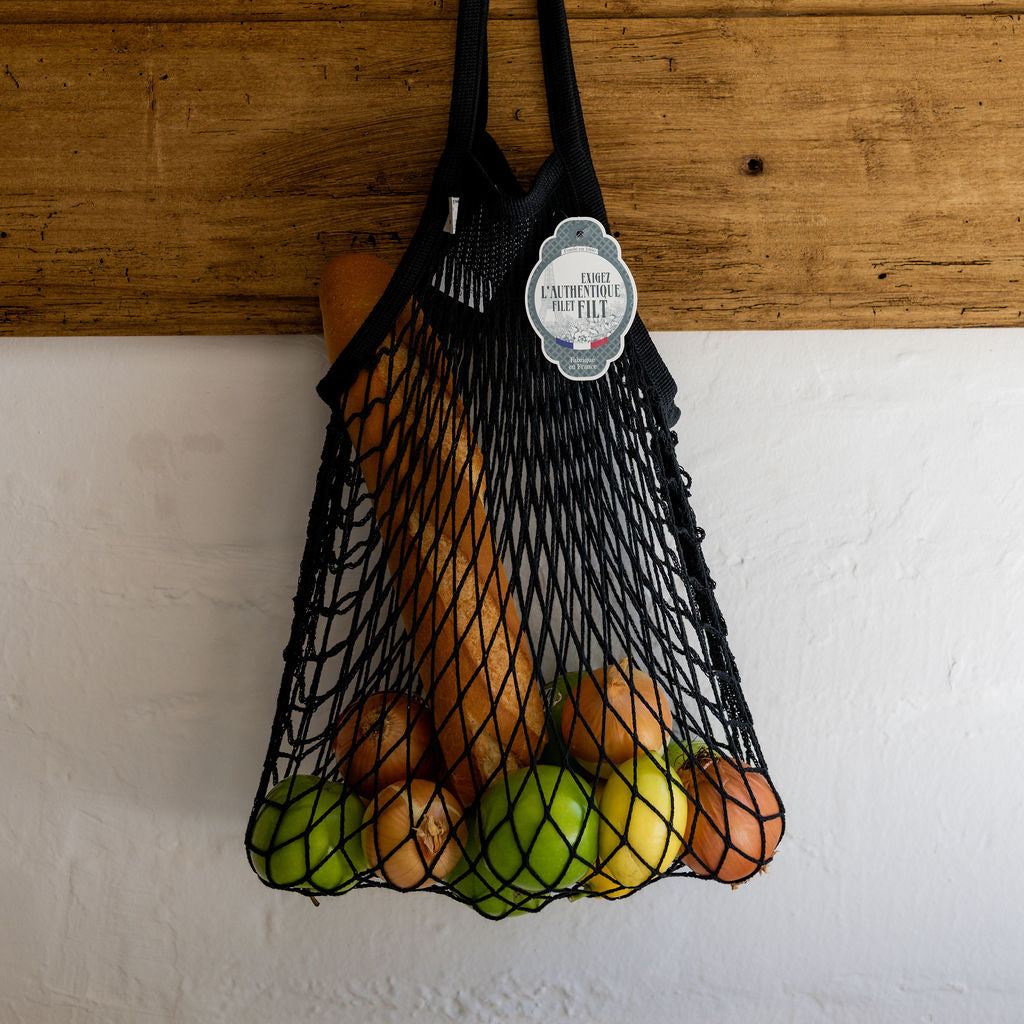 French String Bag Long Handle Noir | Filt | Miss Arthur | Home Goods | Tasmania
