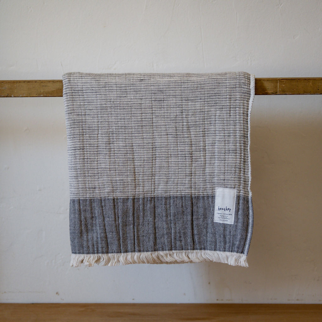 Tenimuhoh Heather Bath Towel Stripe Grey | Tenimuhoh | Miss Arthur | Home Goods | Tasmania