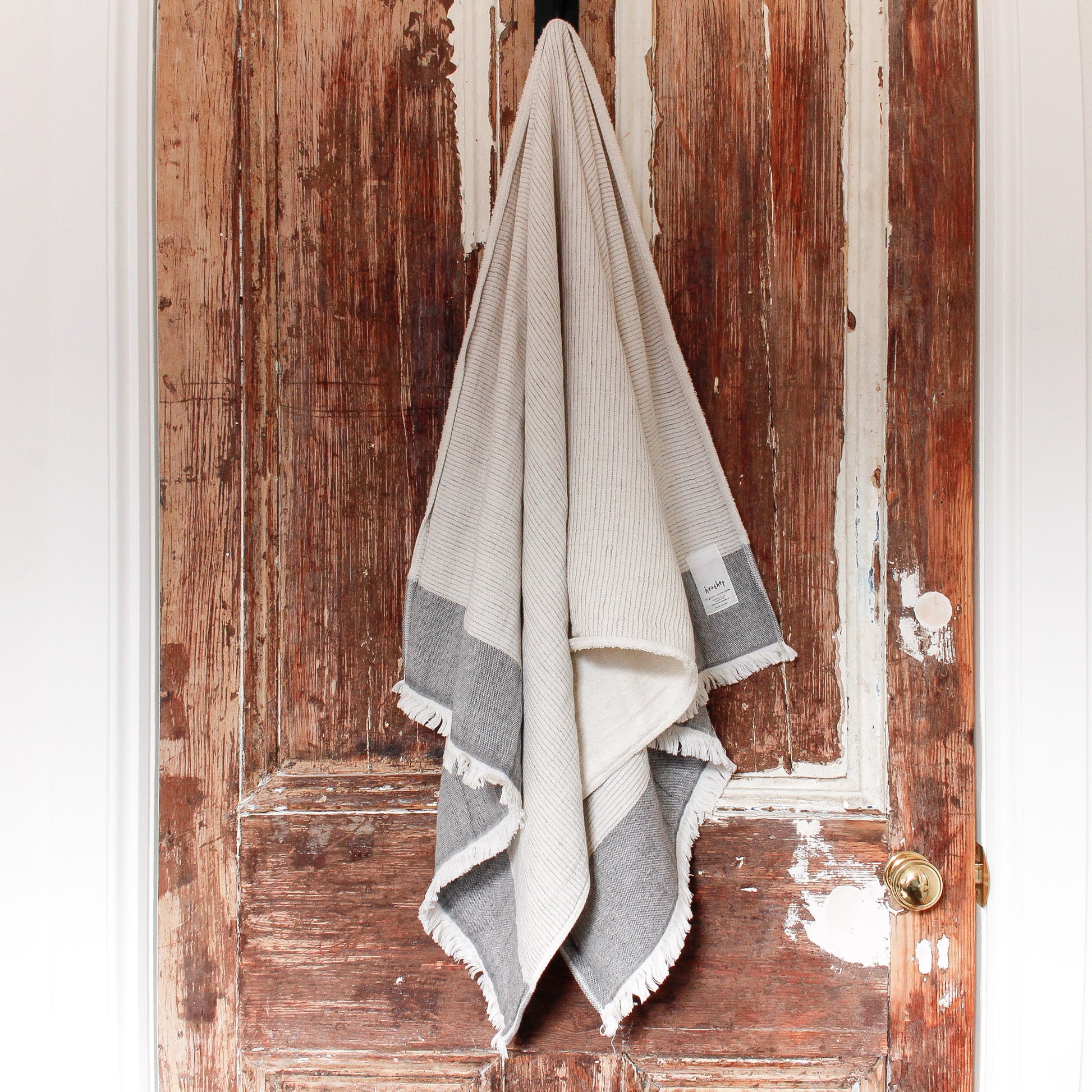 Tenimuhoh Heather Bath Towel Stripe Beige | Tenimuhoh | Miss Arthur | Home Goods | Tasmania